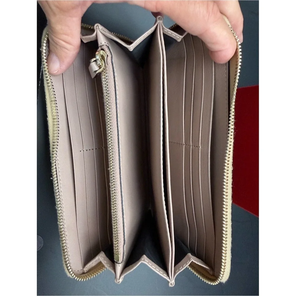 Valentino Garavani Metallic Gold Rockstud Zip-Around‎ Wallet